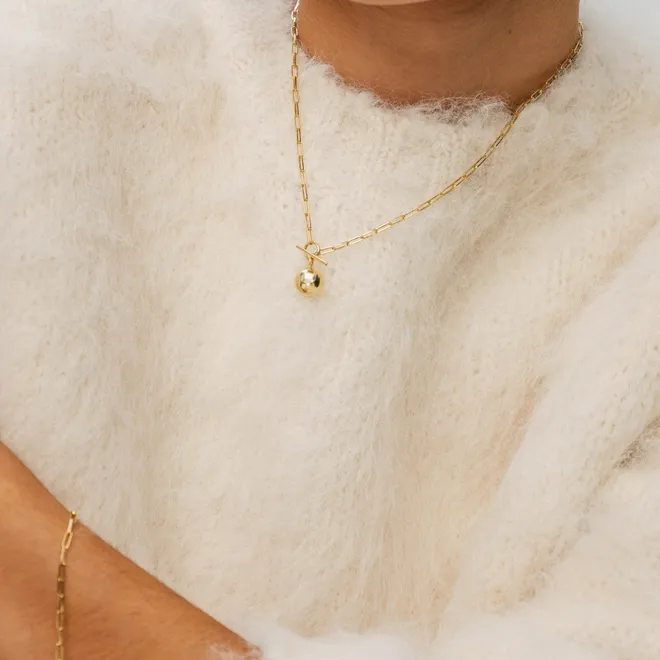Choker z kulką; srebrny pozłacany